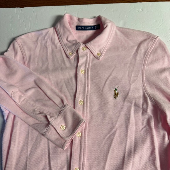 Ralph Lauren Dresses & Skirts - Ralph Lauren Pink Cotton Long Sleeve Button Down Shirt Dress‎ Size M/M